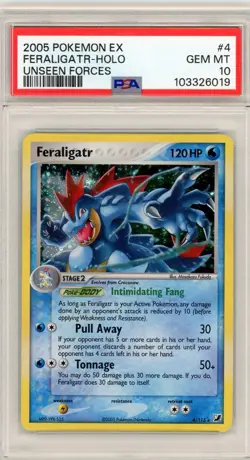 2005 Pokemon EX Unseen Forces Feraligatr Holo #4 PSA 10 Gem Mint New Cert - Image 1