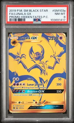 2019 POKEMON BLACK STAR PROMO SM103a LUNALA GX FULL ART PSA 8 NM-MT - Image 1