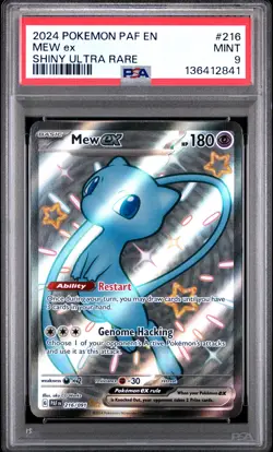 2024 POKEMON PAF EN-PALDEAN FATES SHINY ULTRA RARE #216 MEW EX PSA 9 - Image 1