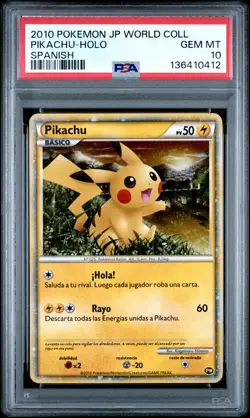 2010 POKEMON JPN WORLD COLL SPANISH PIKACHU-HOLO PSA 10 - Image 1