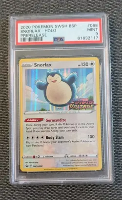 PSA 9 MINT Snorlax SWSH068 PRERELEASE Vivid Voltage Stamped PROMO Pokemon🔥 - Image 1