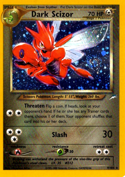 Pokemon TCG Dark Scizor Holo Neo Destiny 2002 Unlimited Card 9/105 Borders Even - Image 1