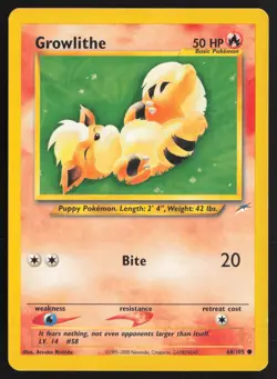 Pokemon TCG | Growlithe 68/105 | Common | Neo Destiny | Lightly Played - Image 2