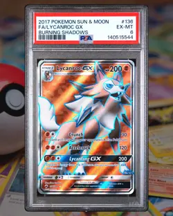 PSA 6 Lycanroc GX 136/147 Holo Rare Sun And Moon Burning Shadows Pokemon Card - Image 1