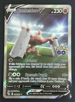 Conkeldurr V 074/078 Pokemon GO Alt Art Full Art Pokemon TCG Card NM - Image 1