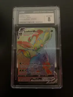 Pokemon 2021 Leafeon VMAX Rainbow Evolving Skies 204/203 Secret Rare CGC 9 Mint - Image 1