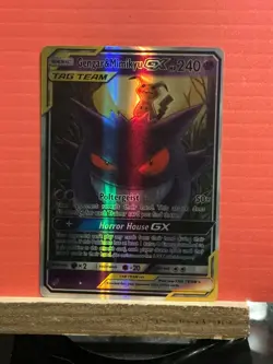 Reprint FANART CARD Pokemon TCG Pokemon Gengar & Mimikyu GX Ultra Rare Holo - Image 1