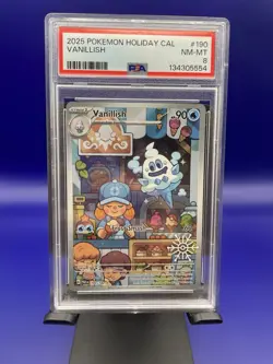 2025 Pokemon Holiday Calendar Vanillish PSA 8 190/182 - Image 1