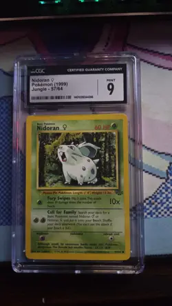 CGC 9 MINT Nidoran 1st Edition Jungle 57/64 Pokemon 1999 Non-Holo - Image 1