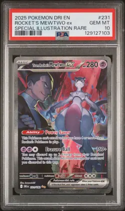 Pokemon Team Rocket's Mewtwo ex Destined Rivals SIR #231 PSA 10 - Image 1