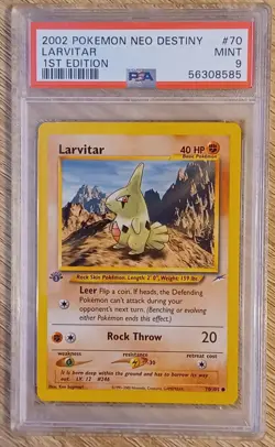 2002 Pokemon Neo Destiny 1st Edition Larvitar #70 (PSA 9) Mint - Image 1