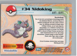 Pokemon Topps TV Animation Edition 1999 Black Logo #34 Nidoking - Image 2