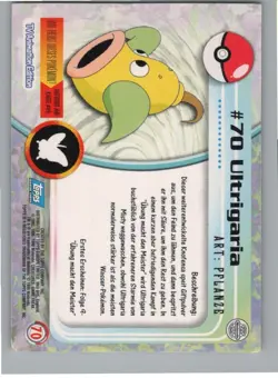 GERMAN 1999 Topps Pokemon Blue Logo TV Animation Edition Ultrigaria #70 - Image 2