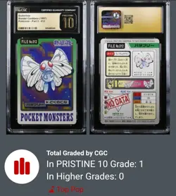 CGC 10 Pristine Butterfree Bandai Carddass Pokemon Part 3 #012: POP 1 - Image 1