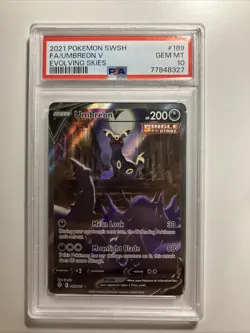 Pokemon TCG Umbreon v Evolving Skies Holo Ultra Rare Card 189/203 Mint Condition - Image 1