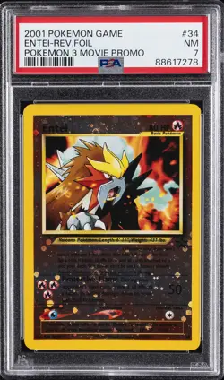2001 POKEMON GAME MOVIE POKEMON 3 MOVIE PROMO #34 ENTEI-REVERSE FOIL PSA 7 - Image 1