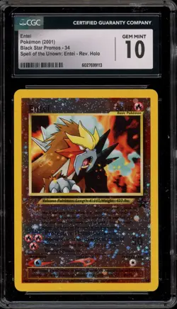 Pokemon Entei Movie 3 Reverse Holo Promo #34 CGC 10 Gem Mint - Image 1