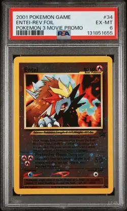 2001 POKEMON GAME MOVIE POKEMON 3 MOVIE PROMO #34 ENTEI-REVERSE FOIL PSA 6 - Image 1