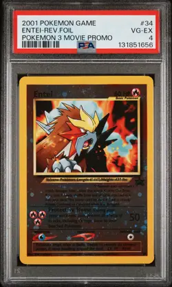2001 POKEMON GAME MOVIE POKEMON 3 MOVIE PROMO #34 ENTEI-REVERSE FOIL PSA 4 - Image 1