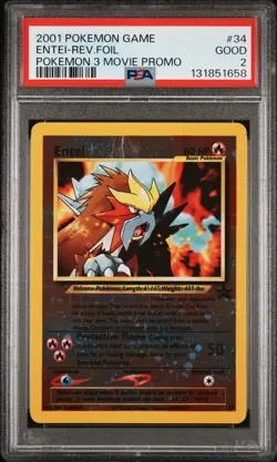 2001 POKEMON GAME MOVIE POKEMON 3 MOVIE PROMO #34 ENTEI-REVERSE FOIL PSA 2 - Image 1