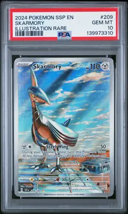 2024 POKEMON SSP EN-SURGING SPARKS ILLUSTRATION RARE #209 SKARMORY PSA 10 - Image 1