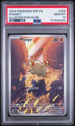 2024 POKEMON SSP EN-SURGING SPARKS ILLUSTRATION RARE #205 PHANPY PSA 10 - Image 1