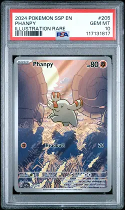 2024 POKEMON SSP EN-SURGING SPARKS ILLUSTRATION RARE #205 PHANPY PSA 10 - Image 1