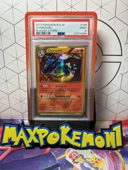 Pokemon Charizard Holo Card 136/135 Black White Plasma Storm Secret Rare PSA 9 - Image 1