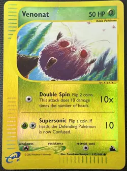 Venonat 112/144 Skyridge Reverse Holo E-Series Nintendo Pokemon Card MP Crease - Image 1
