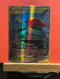 Reprint FANART CARD Pokemon TCG Pokemon Celebi & Venusaur GX Ultra Rare Holo - Image 1