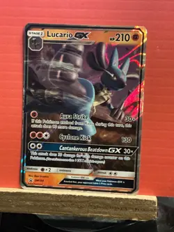 Reprint FANART CARD Pokemon TCG Pokemon Lucario GX Lucario Promo Holo - Image 1