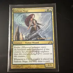 MTG Fathom Mage - Foil - Prerelease Promo, Heavy Play, English Promo: Prerelease - Image 1