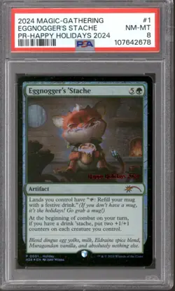 Magic MTG Holiday Promo Eggnogger's 'Stache PSA 8 NEAR MINT - Image 1