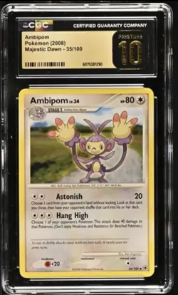 2008 Majestic Dawn Ambipom 35/100 Pokemon Card CGC 10 PRISTINE GOLD *LOW POP* - Image 1