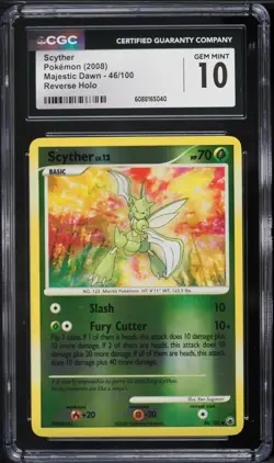 CGC 10 Scyther Reverse Holo Majestic Dawn 2008 Pokemon Card #46 - Image 1