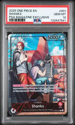 2025 ONE PIECE PROMOS PSA MAGAZINE EXCLUSIVE #001 SHANKS PSA 10 - Image 1
