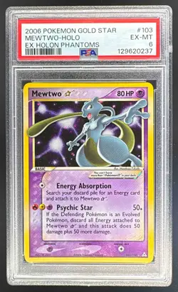 129620237 Mewtwo Gold Star 2006 Pokemon EX Holon Phantoms #103 Holo PSA 6 - Image 1