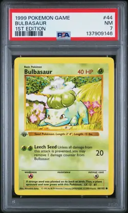 1999 POKEMON GAME #44 BULBASAUR 1ST EDITION (PSA 7) - Image 1