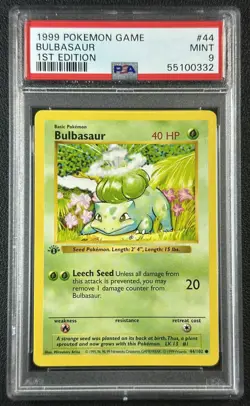 BULBASAUR PSA 9 1999 POKEMON GAME #44/102 1ST EDITION MINT 0332 - Image 1