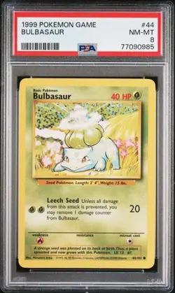 1999 POKEMON GAME #44 BULBASAUR PSA 8 - Image 1