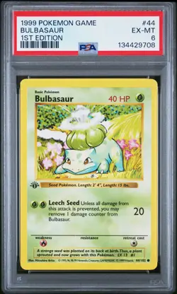 Bulbasaur 1999 Pokemon Base Set 1st Edition #44 PSA 6 - Image 1