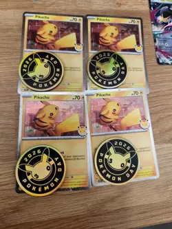 Pokemon TCG Pikachu pokemon DAY 2026 Promo Card And Coin . X4. - Image 1