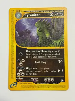Pokemon TCG Tyranitar Aquapolis Card 40/147 LP/NM Condition Non Holo Rare 2003 - Image 1