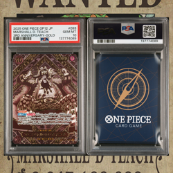 GOLD MARSHALL D. TEACH One Piece 2025 OP12 3rd Anniversary SP Japanese 93 PSA 10 - Image 2