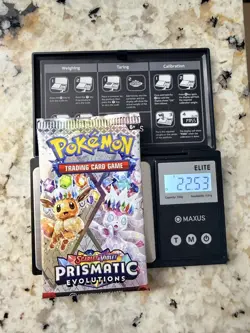 3x VERY HEAVY Prismatic Evolutions Pokemon Sealed Booster Pack New 22.57g 22.53g - Image 2