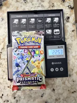 3x VERY HEAVY Prismatic Evolutions Pokemon Sealed Booster Pack New 22.57g 22.53g - Image 3