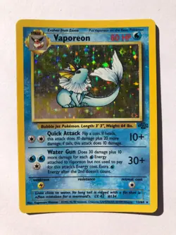 Vaporeon 12/64 Holo Rare - Jungle Set - Pokemon TCG - RAW LP/NM - Image 1