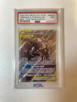 PSA 9 MINT Umbreon & Darkrai GX Tag Team Pokemon 2020 Promo SM#241 - Image 1