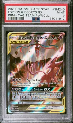 ESPEON & DEOXYS GX 2020 POKEMON SUN & MOON BLACK STAR PROMO SM240 PSA 9 - Image 1