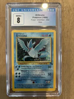 1999 Pokemon Fossil Articuno Holo Rare Unlimited 2/62 CGC 8 - Image 1